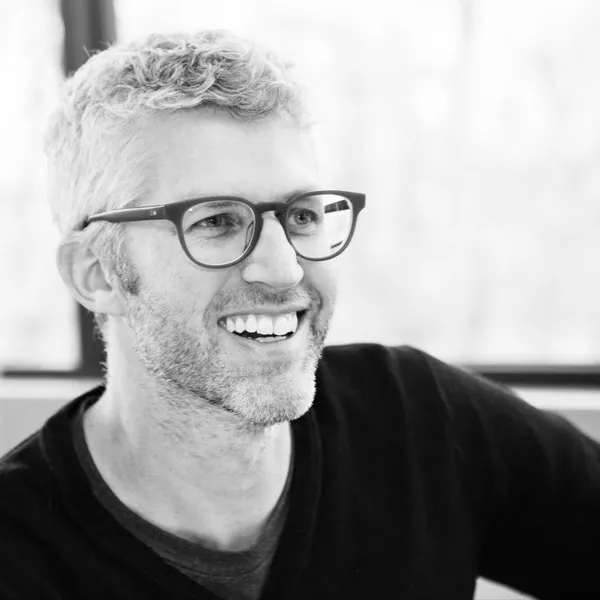 Black and white portrait of Josh Caldwell