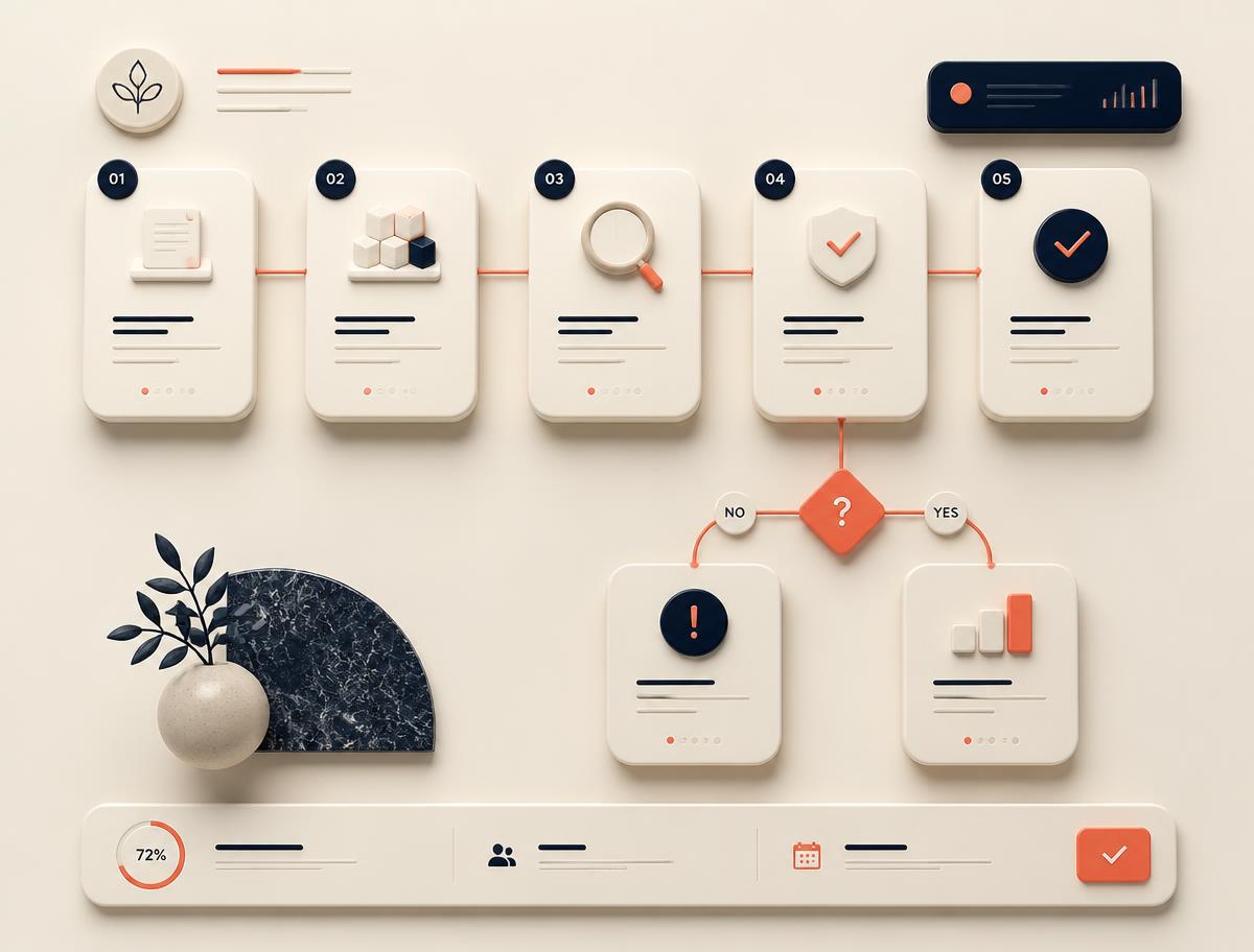 Workflow concept with clear hierarchy and decision points